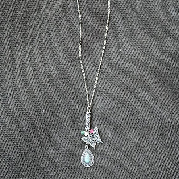 Vintage Aztec Bohemian Medallion Butterfly Necklace - Picture 5 of 15